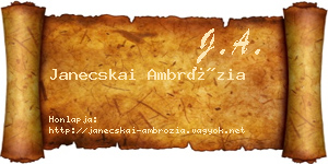 Janecskai Ambrózia névjegykártya